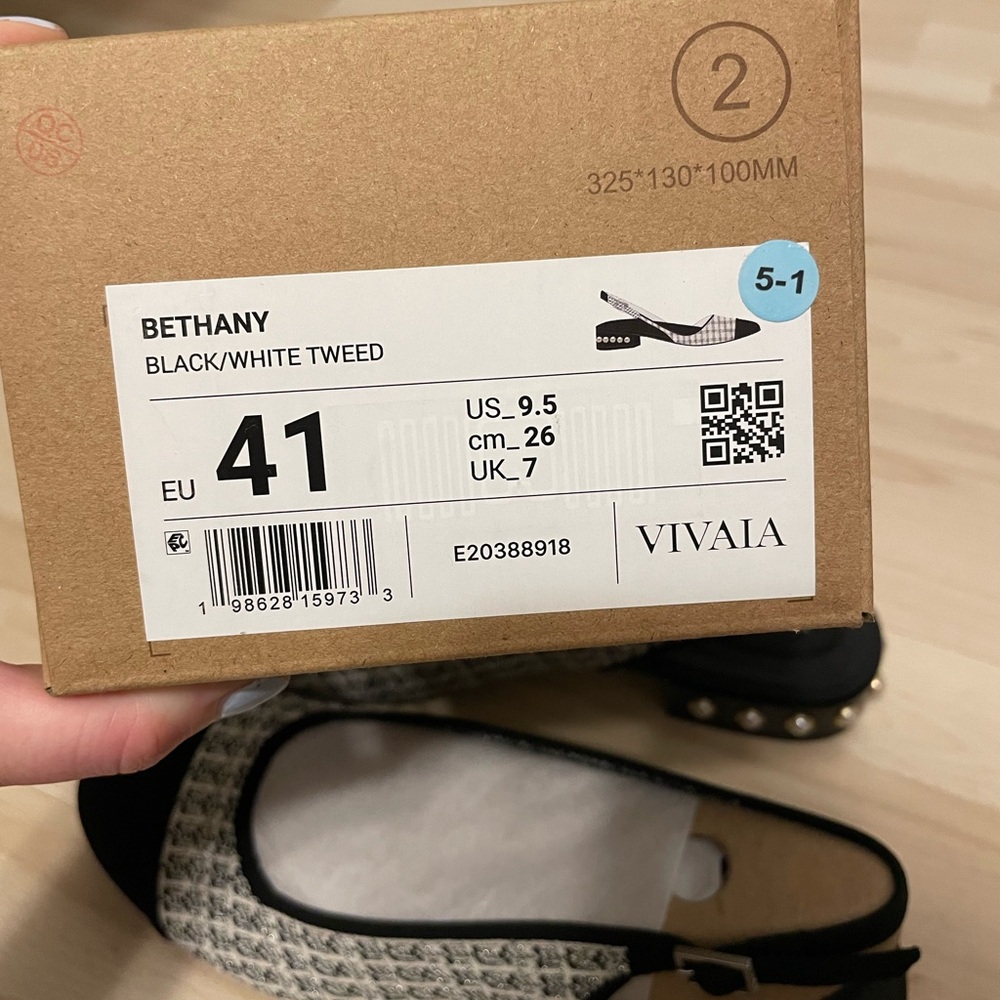 NIB Vivaia 9.5 Bethany Tweed Pearl Slingback Studded Block Ballet Flats EU 41 - Picture 7 of 13